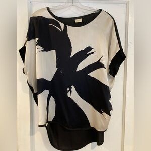 Elegant Black and Cream Women's Designer Silk Top